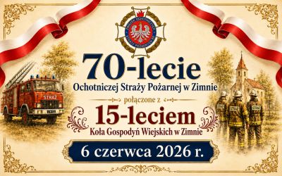 Jubileusz OSP i KGW w Zimnie. Będzie uroczysta msza, odznaczenia i zabawa z DJ-em