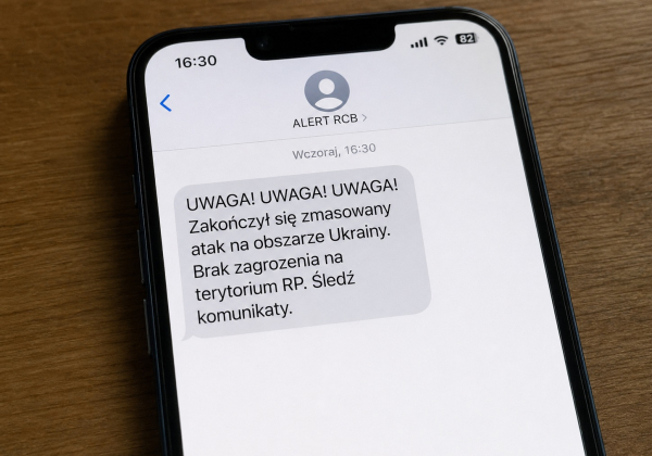 Taką wiadomość mogli otrzymać mieszkańcy po odwołaniu alertu RCB. Zdjęcie ilustracyjne.
